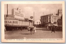 Casablanca Morocco Blvd de la Gare & Rue Général Drude Postcard c1920s E171 picture