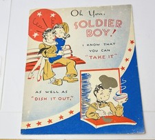 Vintage Soldier Military Greeting Card WWII Era picture
