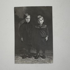 AZO RPPC Postcard 1904-1918 2 Boys Brothers in Sailor Suits Antique Ephemera picture