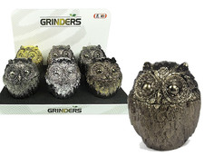 1 Vintage Metal Owl Tobacco Grinder 4 Piece Zinc Teeth Herb Crusher Spice Mill picture