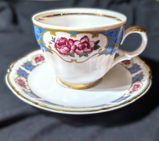 Vintage Mitterteich Bavaria Floral Teacup &Saucer-Hand painted gold accents picture