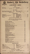 1945 Kraker's Old Heidelberg Restaurant Luncheon Menu picture