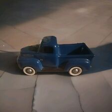 Vintage Teleflora Metal Ford 1948 F-1 Ceramic Blue Pick Up Truck Planter  picture
