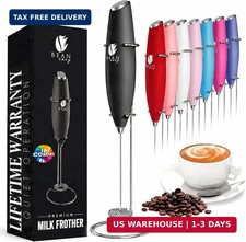 Bean Envy Milk Frother Handheld - Coffee Mixer Wand with Stand - Black picture