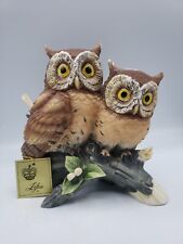 Lefton Vintage Double Owls #KW790 Hand Painted Ceramic NEW Old Stock IN BOX 5.5