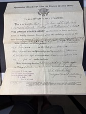 1918 Honorable Discharge Paper John Stimpson Battery B. 6th Regiment TARD picture
