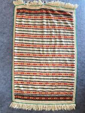 Vintage Knit Lap Blanket Rug Wall Hanging Striped Southwestern Design Fringe picture