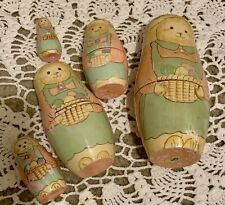5 Russ Berrie Co  Bunny Hand Painted Wood Nesting Dolls Vintage picture