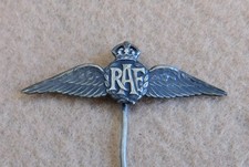 ORIGINAL WWII BRITISH RAF ROYAL AIR FORCE WINGS STICKPIN - 925 STERLING picture