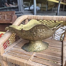 Vintage brass  Planter Embossed With eagles on sides Center piece art deco Bowl  picture