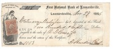 1864 Civil War Era Check Deposit Slip w/ Revenue Stamp Rare, Nice picture