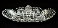 VINTAGE AMERICAN BRILLIANT CUT GLASS CRYSTAL OVAL OBLONG SHAPE SAWTOOTH DISH BWL picture