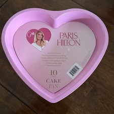 NWT Paris Hilton 10” Heart Shaped Nonstick Carbon Steel Cake Pan Pink RARE $40 picture