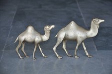 2 Pc Vintage Brass Handcrafted Fine Quality Solid Camel Figurine, Nice Patina picture