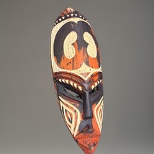 Hand Carved Wooden African-Style Mask Tribal Folk Art Wall Decor Vintage picture