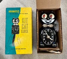 Vintage 1960's KIT CAT KLOCK D8 Black Jeweled Kit Kat Hanging Wall Cat Clock picture