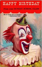 Vintage Abingdon Happy Birthday Clown Sunday School Postcard Litho picture
