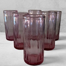 Magic Sands Studios Pink Ribbed Tumblers Set of 6 Hand Blown Excellent 5.5” picture