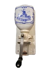ANTIQUE DE VE HOLLAND PORCELAIN COFFEE GRINDER MILL WALL MOUNT picture