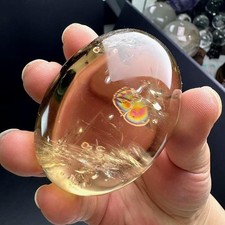 188g Natural Rainbow Citrine Quartz Carved Palm Crystal Reiki Healing Decor picture