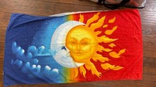 Vintage Copa Sun Moon Celestial Face Cotton Towel Beach Y2K 2000 Psychedelic A15 picture