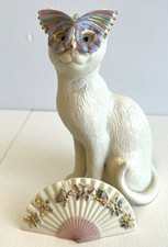 Lenox Parvaneh Holloway Masquerade Cat figurine and Fan picture