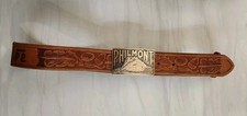 Philmont Boy Scout Ranch Belt Buckle Tooled Leather Brass Size 34 Cimmaron NM picture