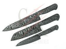 SET OF 3 Damascus steel CHEF KITCHEN Knife BLANK BLADES KNIFE MAKING CB-1-81 picture