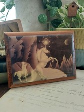 Vintage Unicorn Wood Laquered Wall Art Art Andy Mack Wooden 80s picture