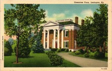 Vintage Greentree Farm Lexington KY Linen Postcard 1938 Curteich Mansion picture