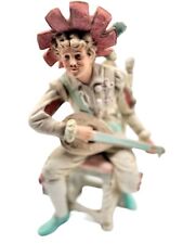 Vintage RARE European Porcelain Bisque Figurine Playing Mandolin 10 inches picture