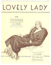 rare LOVELY LADY Sheet Music 1934  I.J. FOX FUR TRAPPERS MINK COAT Advertisement picture