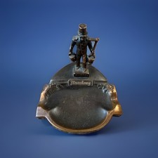 Vintage Hamburg Germany Souvenir Ashtray Figural Water Carrier Metal 252g picture