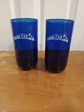 Cobalt Blue THE DINING CAR Drinking Glass Tumbler Libbey Glassware Art Deco Lot  picture