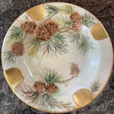 Vintage Syracuse China Pine Cone Ashtray Hand Painted RH Knapp MCM VTG Trees picture