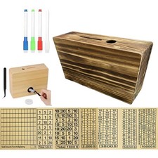 Cash Vault Wooden Money Box Money Savings Challenge Box with Saving Targets Coin picture