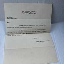Resignation letter From Mr Kraft To S.S.President Roosevelt U.S Lines Inc 1929 picture