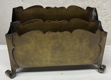 Antique Arts & Crafts Brass Desktop Letter Holder / Mail Sorter Circa 1900 picture