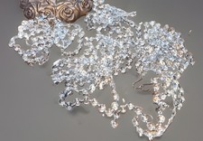 Vintage 130 Crystal Cut Glass Prisms Octagon Shaped Linked Strand Prisms picture
