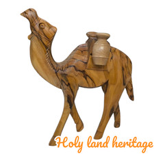 Exquisite Hand Carved Olive Wood Camel with Two Jars Authentic Bethlehem Master picture