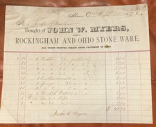 John W Myers Rockingham & Ohio Stoneware 1876 Letterhead Mogadore Centennial  picture