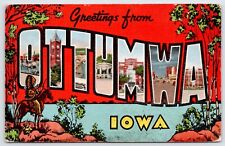 Postcard Greetings From Ottumwa, Large Letter Iowa Posted 1945 picture