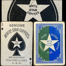 c1905 White Star Coffee Playing Cards Antique Java Poker Columbus Deck Low Grade picture