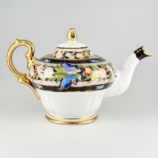 Atq Nippon Morimura Porcelain Teapot, Hand Painted Art Nouveau Flowers Butterfly picture