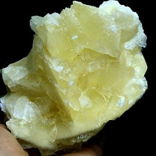 427g Natural Yellow Flaky Fluorescent Calcite Crystal Cluster Mineral Specimen picture