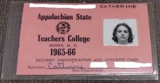 VINTAGE PHOTO ID CARD APPALACHIAN STATE TEACHERS COLLEGE 1965-1966 BOONE, NC picture