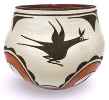 Vintage CANDELARIA GACHUPIN Zia Pueblo Pottery Jar w/ Birds picture