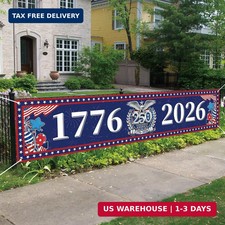 Large Patriotic 250th Anniversary American Flag Banner for Fence 1776-2026 picture