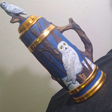 Vintage Doc Holliday Mold DH-871. Hand Painted Ceramic Snowy Owl Beer Stein. picture