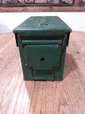 Vintage  SCF ARMY MILITARY AMMUNITION GREEN METAL BOX BELTED HEAVY picture
